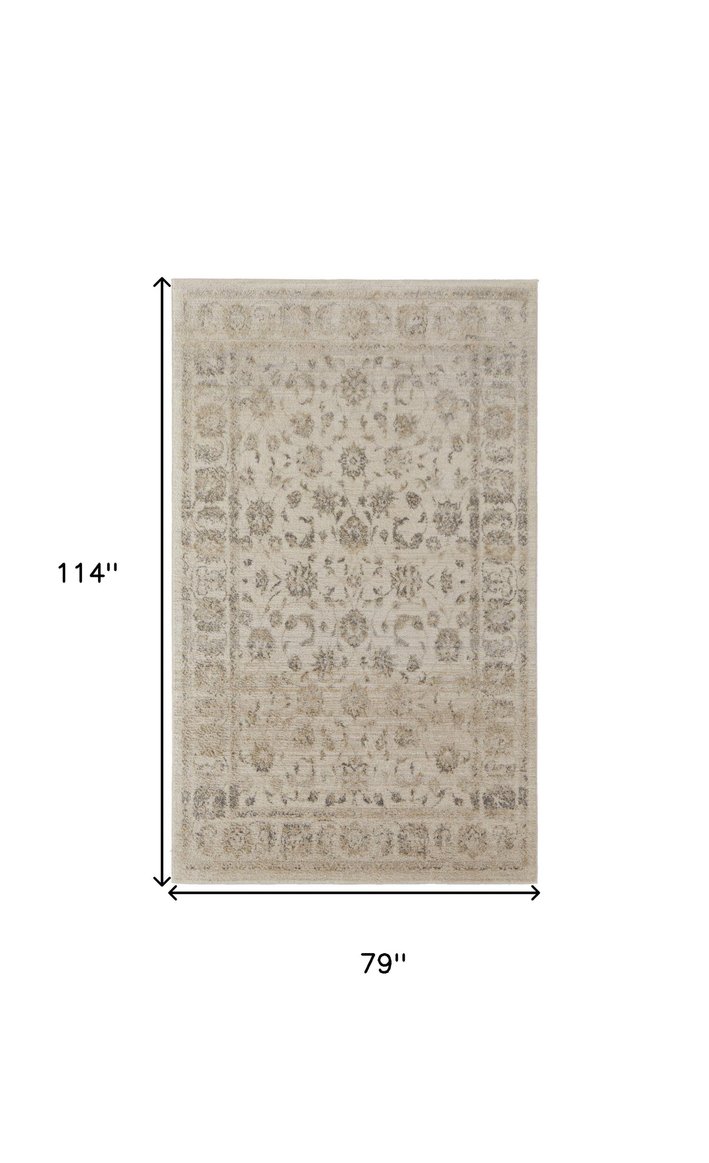 8' X 10' Ivory And Blue Abstract Power Loom Distressed Area Rug