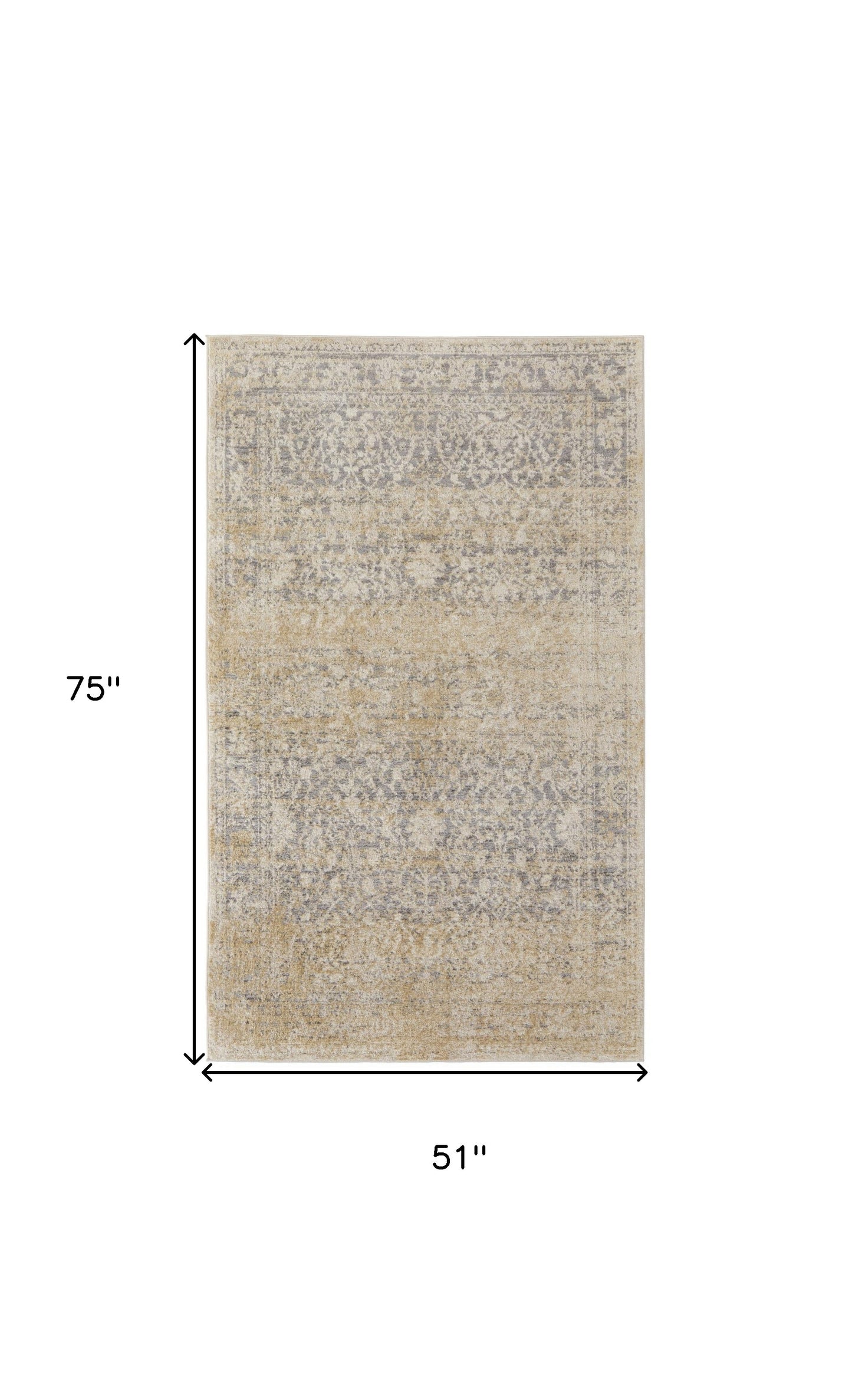 4' X 6' Gray And Ivory Abstract Power Loom Distressed Area Rug