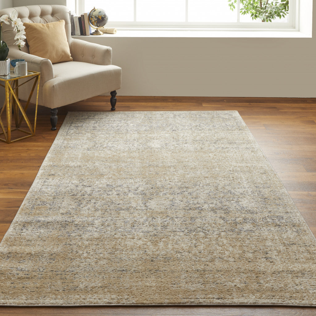 4' X 6' Gray And Ivory Abstract Power Loom Distressed Area Rug