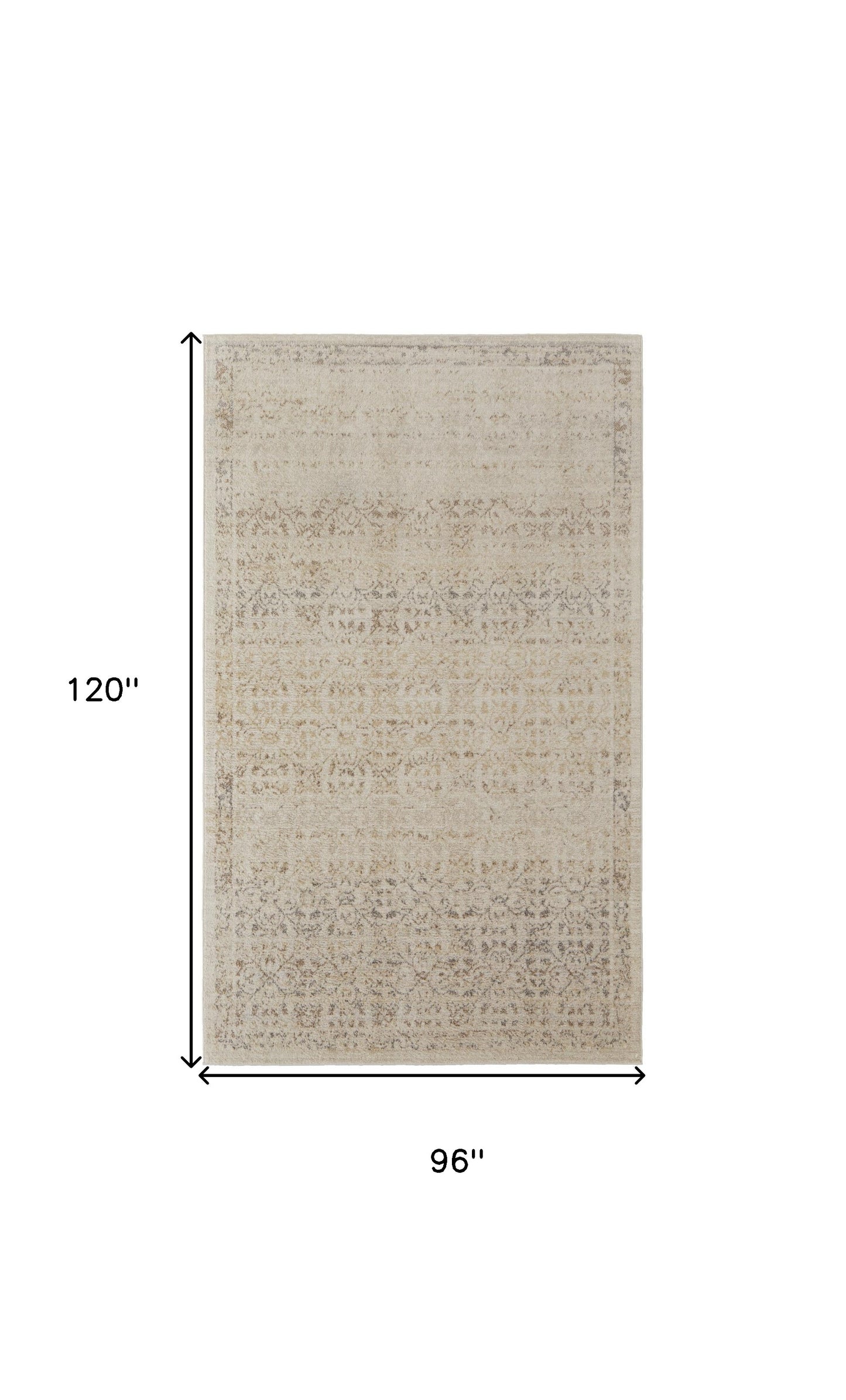 8' X 10' Ivory Tan And Gray Abstract Power Loom Distressed Area Rug