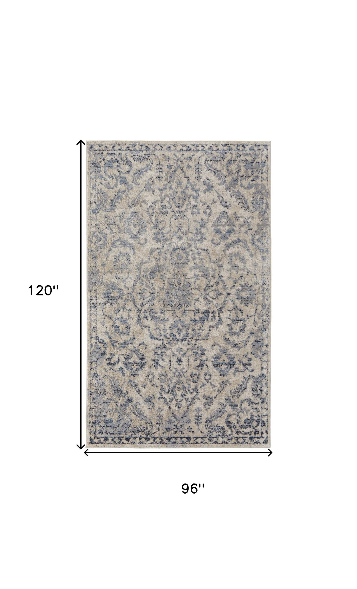 4' X 6' Gray Ivory And Gold Floral Power Loom Distressed Area Rug