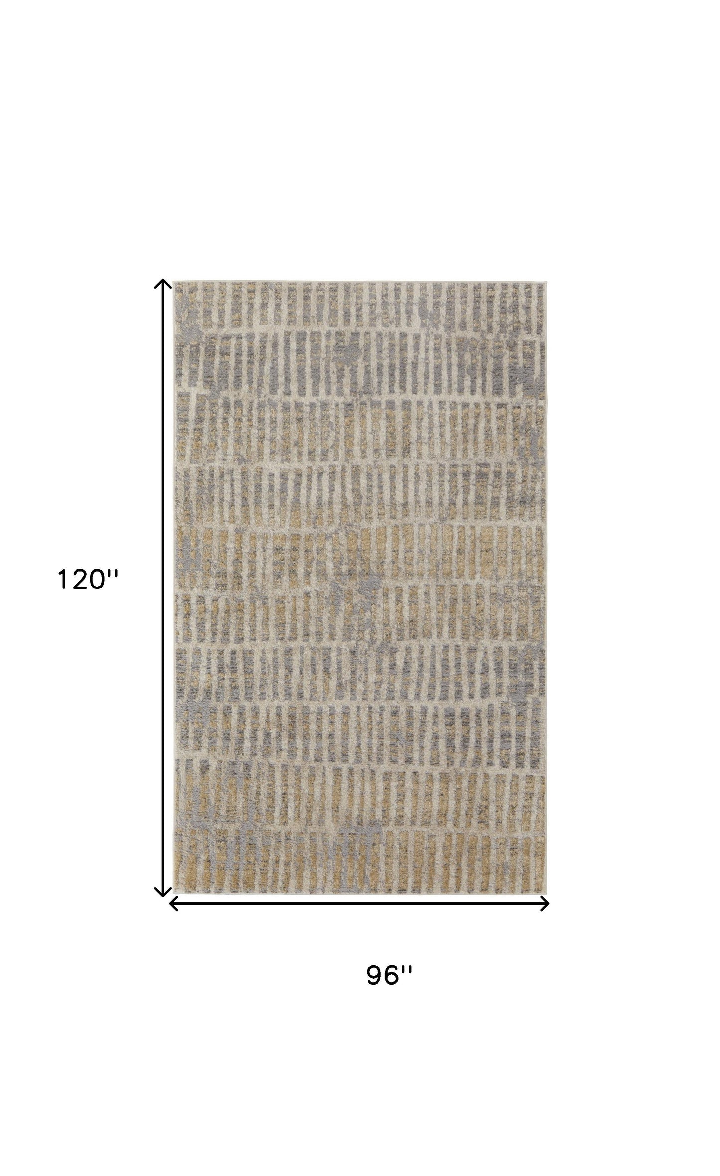 8' X 10' Gray Ivory And Gold Geometric Power Loom Distressed Area Rug