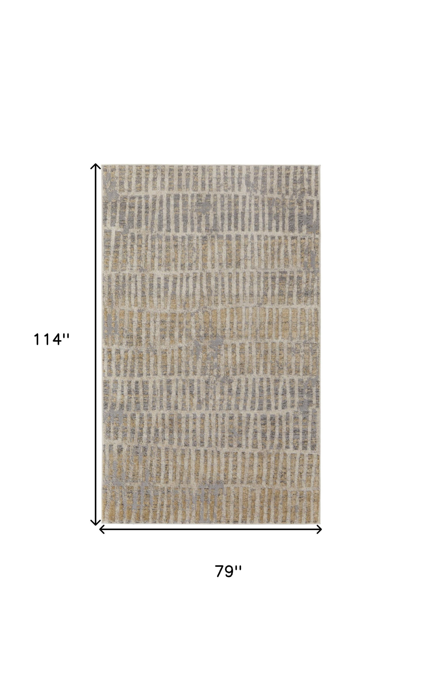 8' X 10' Gray Ivory And Gold Geometric Power Loom Distressed Area Rug