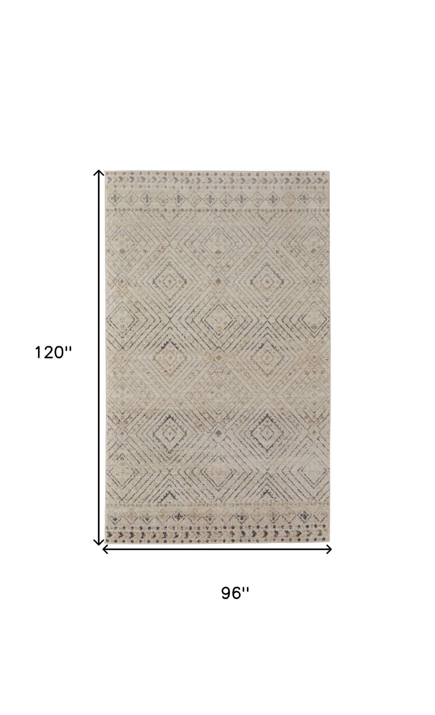 8' X 10' Ivory Blue And Gray Geometric Power Loom Distressed Area Rug
