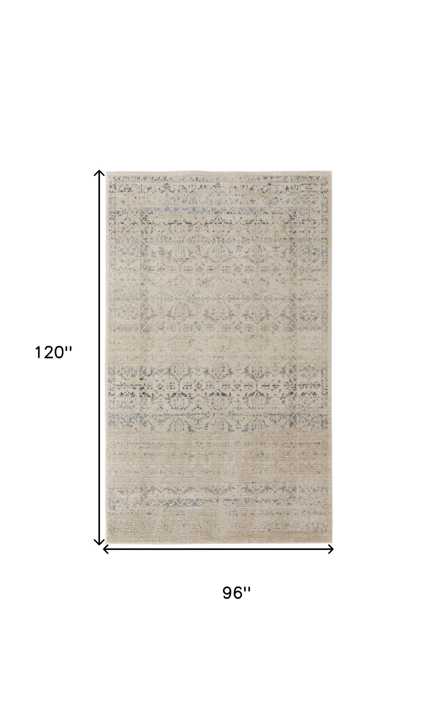 8' X 10' Ivory And Gray Abstract Power Loom Distressed Area Rug