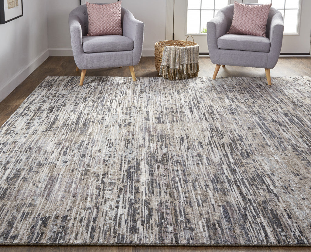 4' X 6' Gray Blue And Silver Wool Abstract Hand Knotted Area Rug