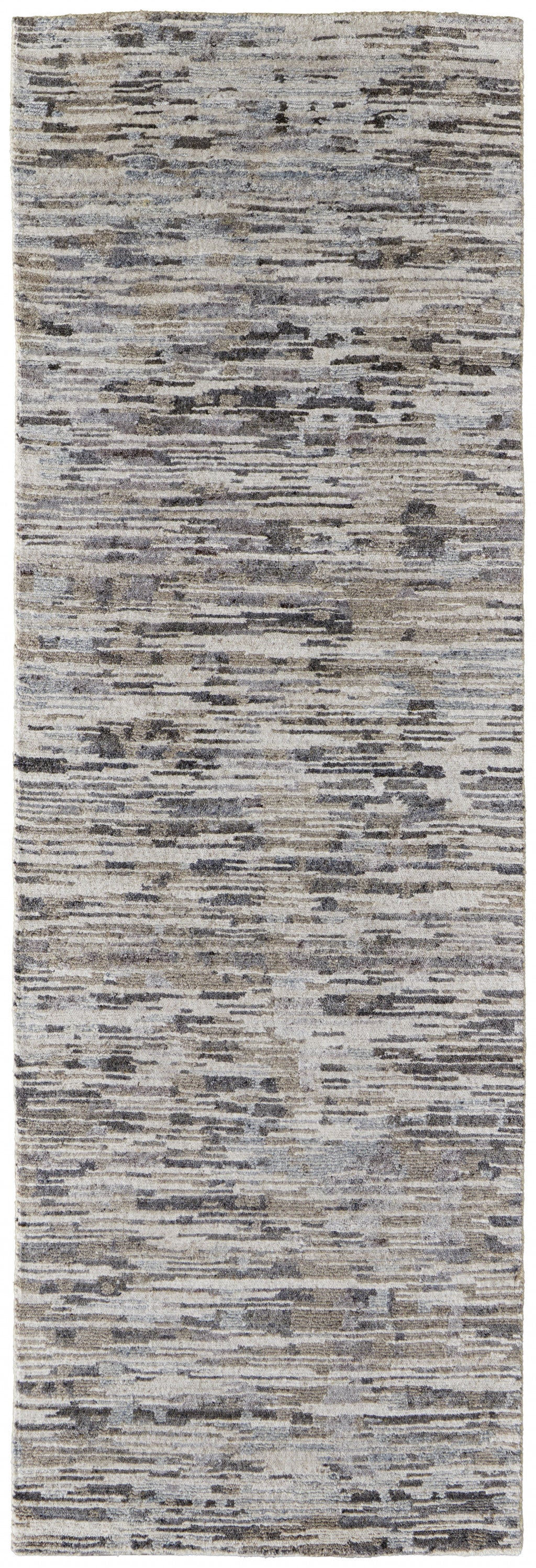 4' X 6' Gray Blue And Silver Wool Abstract Hand Knotted Area Rug