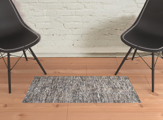 9' X 12' Gray Blue And Silver Wool Abstract Hand Knotted Area Rug