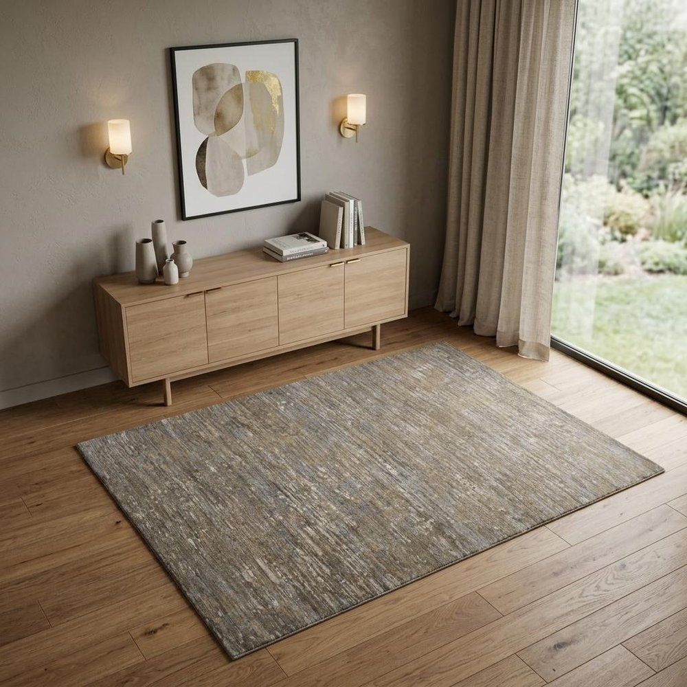 4' X 6' Brown and Ivory Wool Abstract Hand Knotted Area Rug