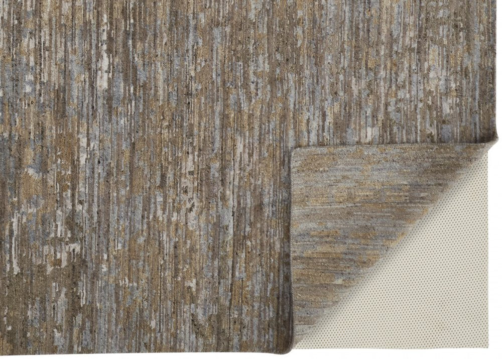 8' X 10' Brown And Gray Wool Abstract Hand Knotted Area Rug
