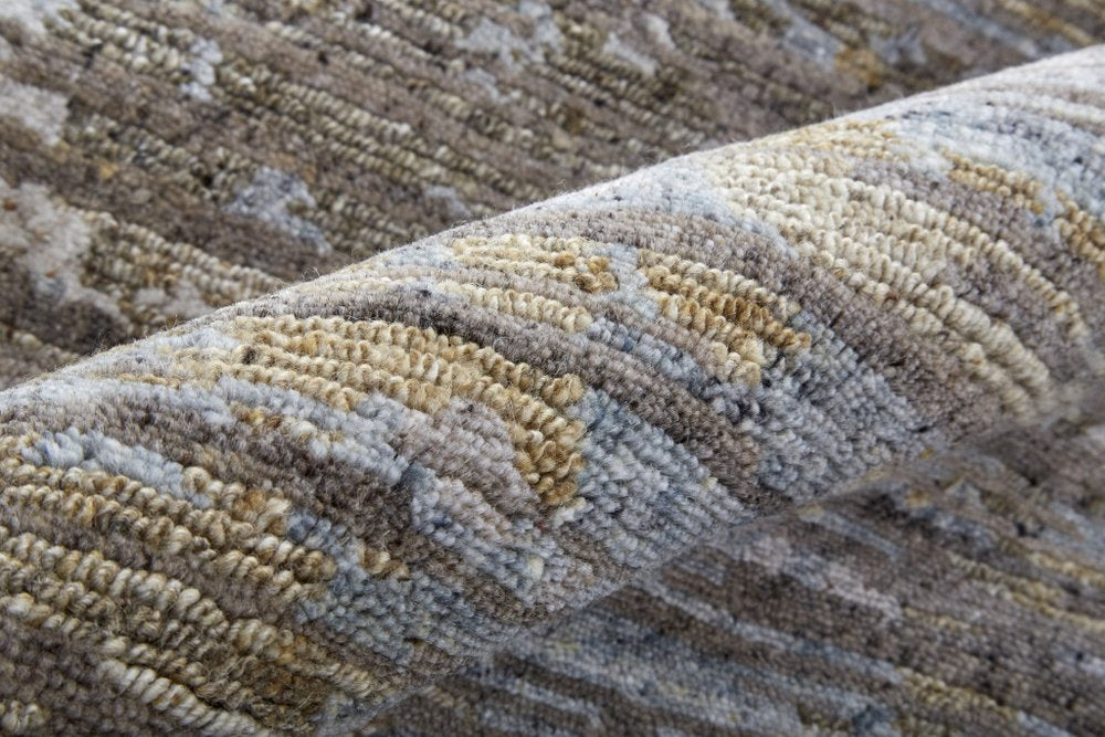 9' X 12' Brown And Gray Wool Abstract Hand Knotted Area Rug