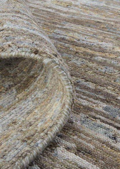 9' X 12' Brown And Gray Wool Abstract Hand Knotted Area Rug