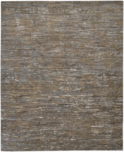 4' X 6' Brown and Ivory Wool Abstract Hand Knotted Area Rug