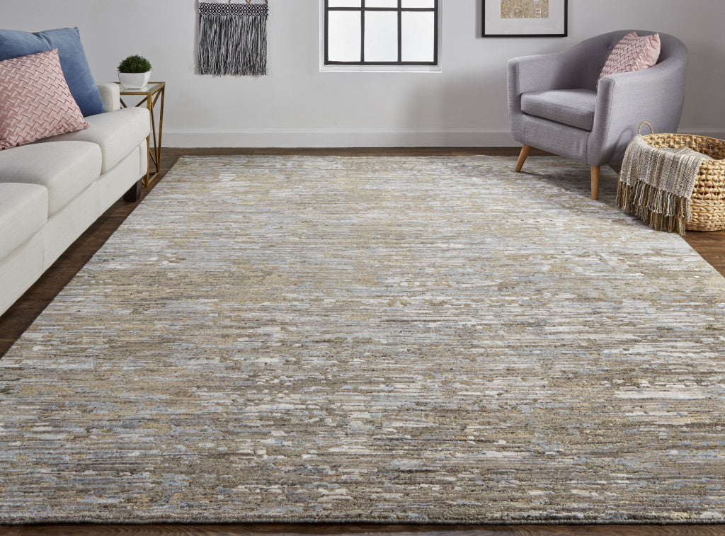 4' X 6' Brown and Ivory Wool Abstract Hand Knotted Area Rug