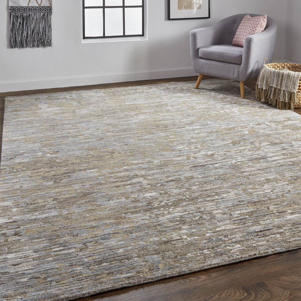 4' X 6' Brown and Ivory Wool Abstract Hand Knotted Area Rug