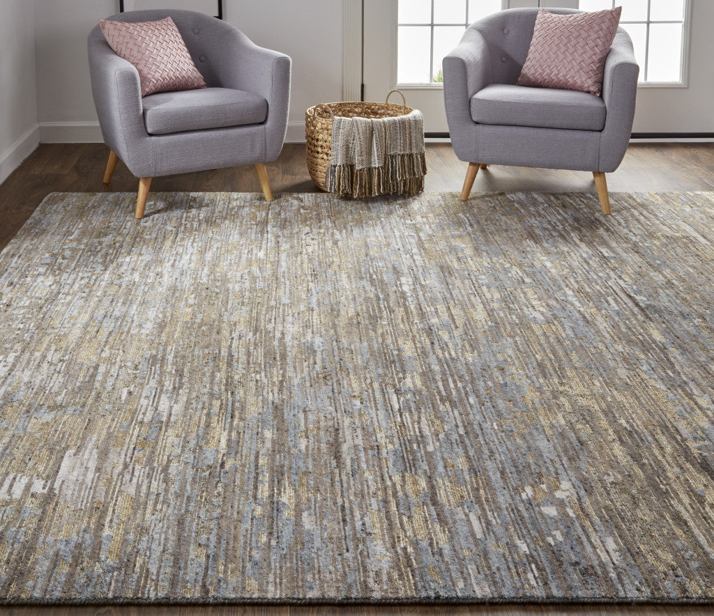 4' X 6' Brown And Gray Wool Abstract Hand Knotted Area Rug