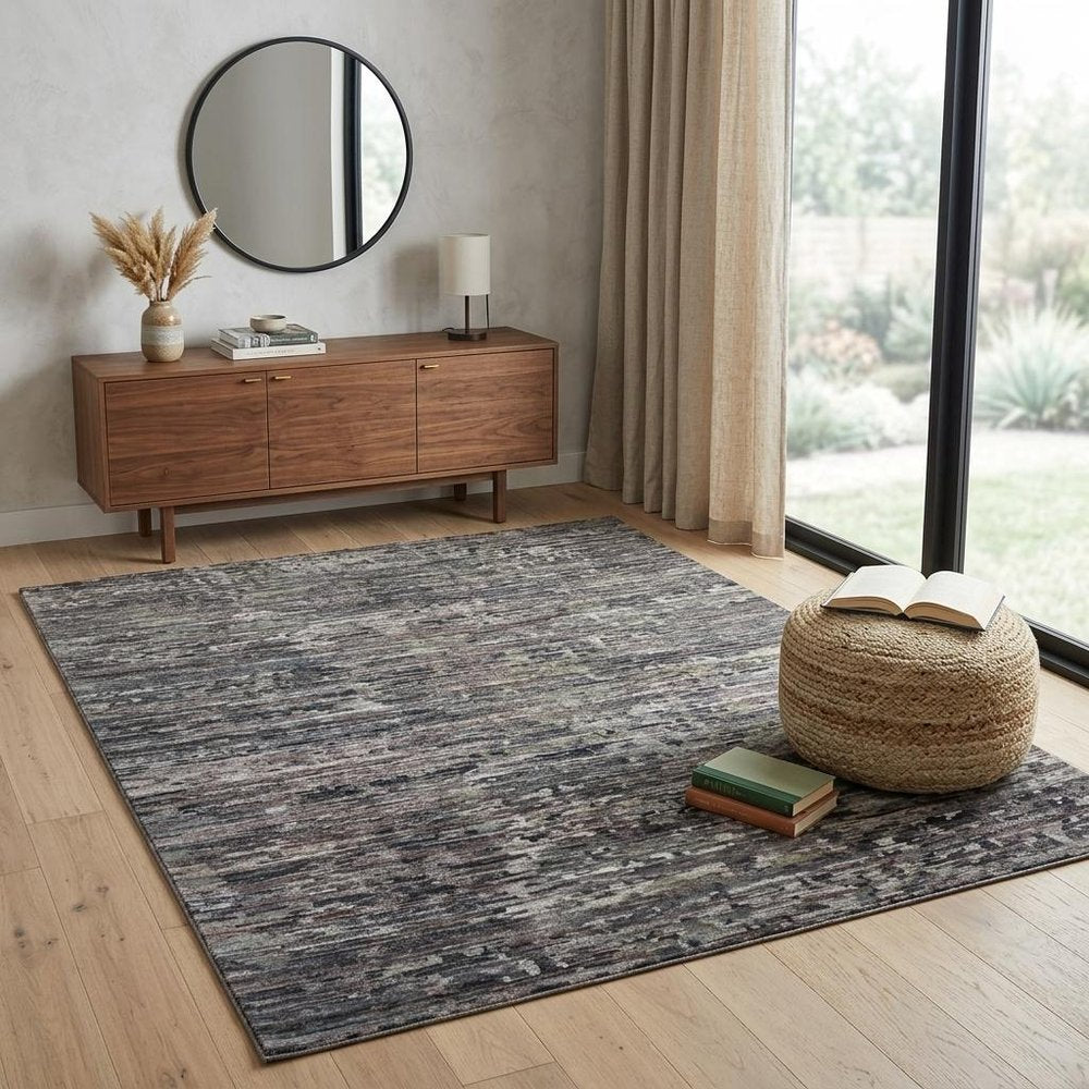 8' X 10' Blue And Gray Wool Abstract Hand Knotted Area Rug