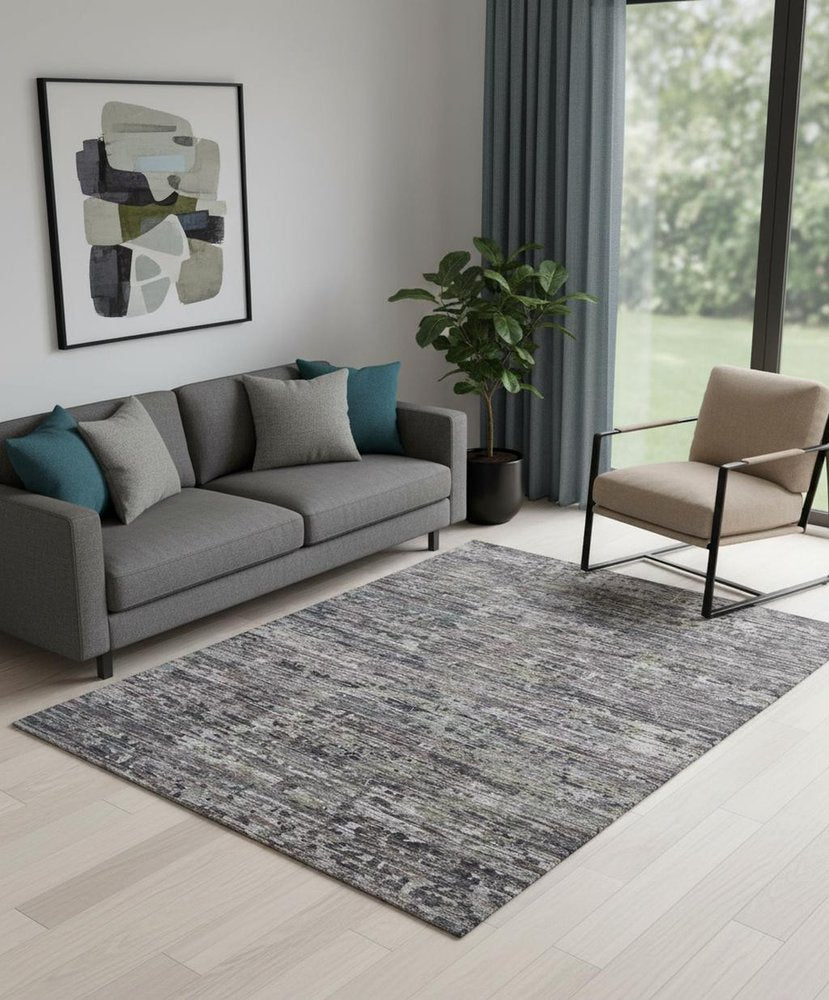 8' X 10' Blue And Gray Wool Abstract Hand Knotted Area Rug