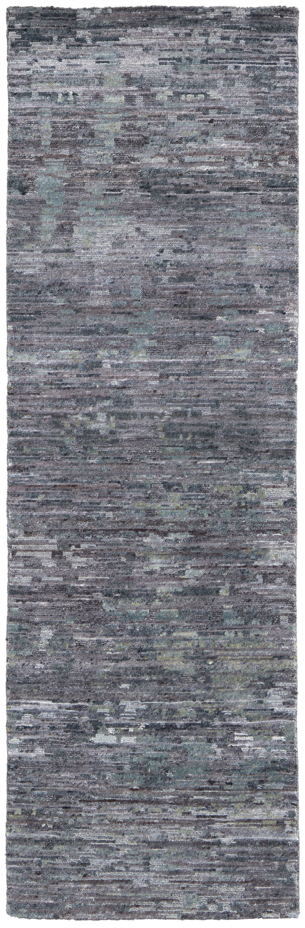 8' X 10' Blue And Gray Wool Abstract Hand Knotted Area Rug