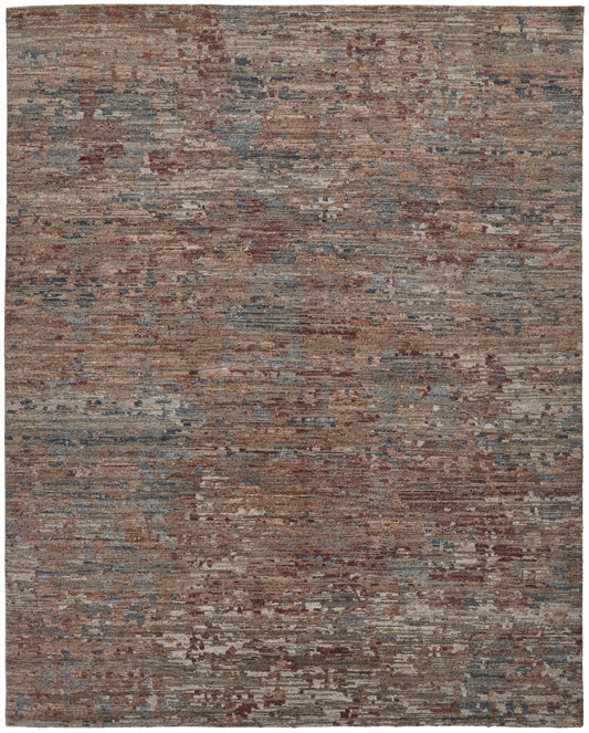 8' X 10' Red And Blue Wool Abstract Hand Knotted Area Rug