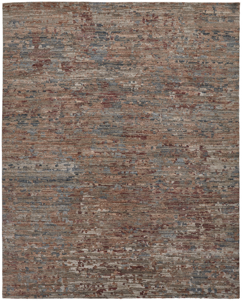 4' X 6' Blue and Red Wool Abstract Hand Knotted Area Rug