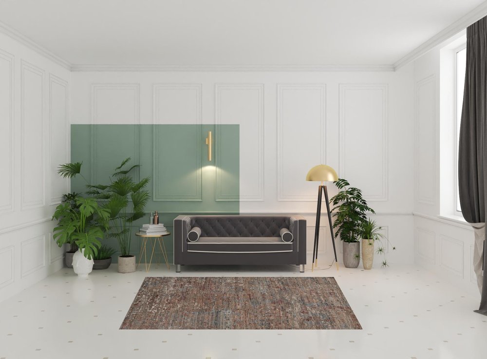 5' X 8' Red And Blue Wool Abstract Hand Knotted Area Rug