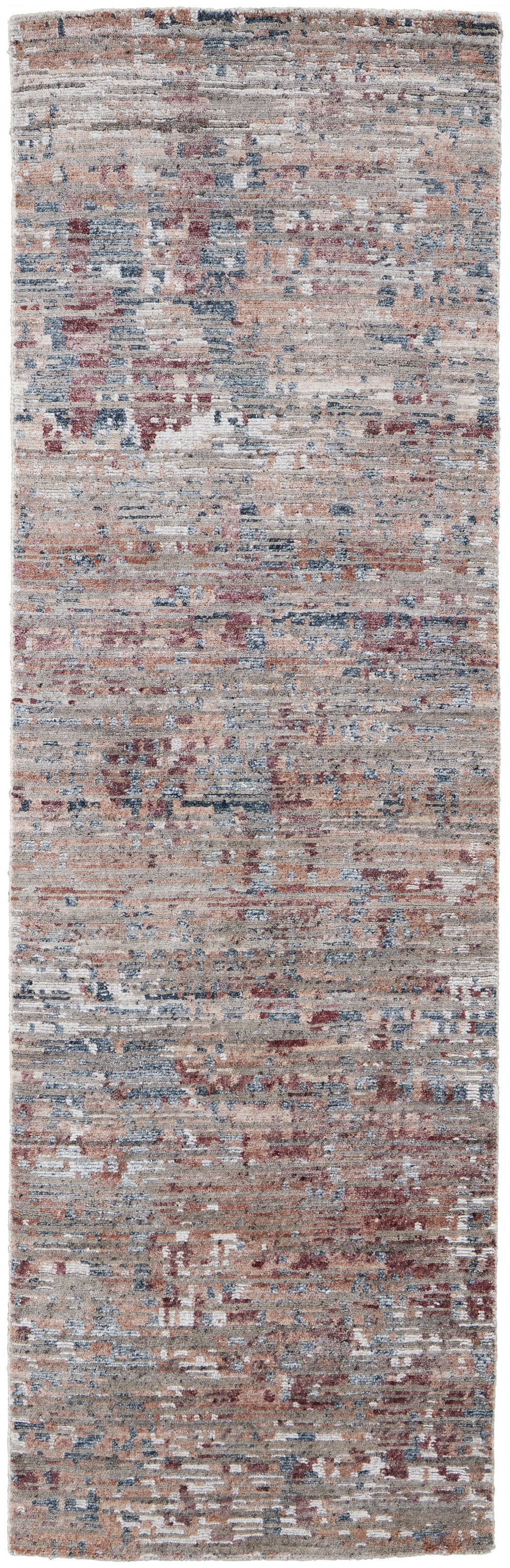 4' X 6' Red And Blue Wool Abstract Hand Knotted Area Rug