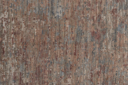 5' X 8' Red And Blue Wool Abstract Hand Knotted Area Rug