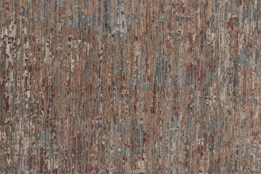 5' X 8' Red And Blue Wool Abstract Hand Knotted Area Rug