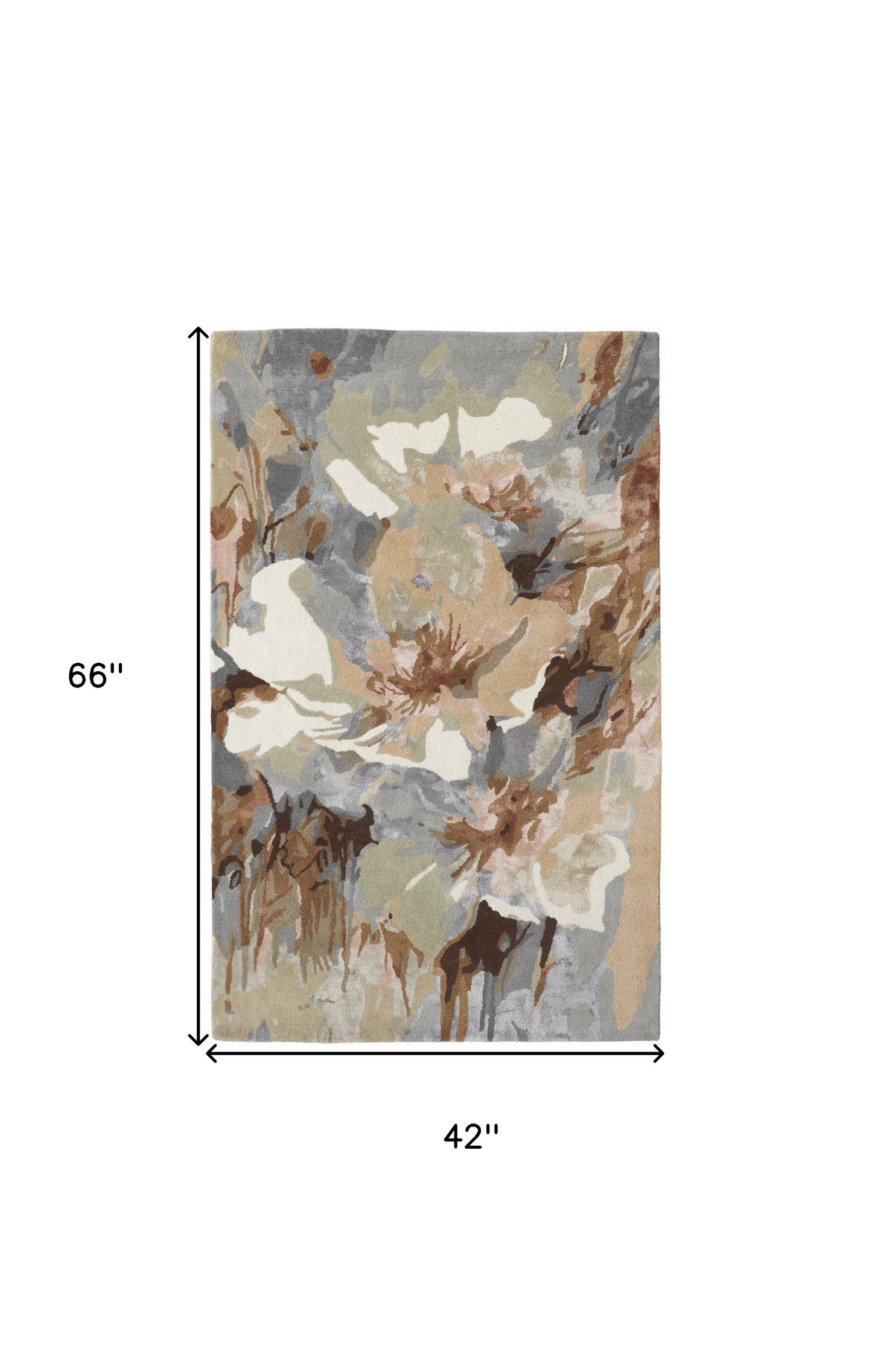 8' X 10' Tan and Gray Wool Floral Hand Tufted Area Rug