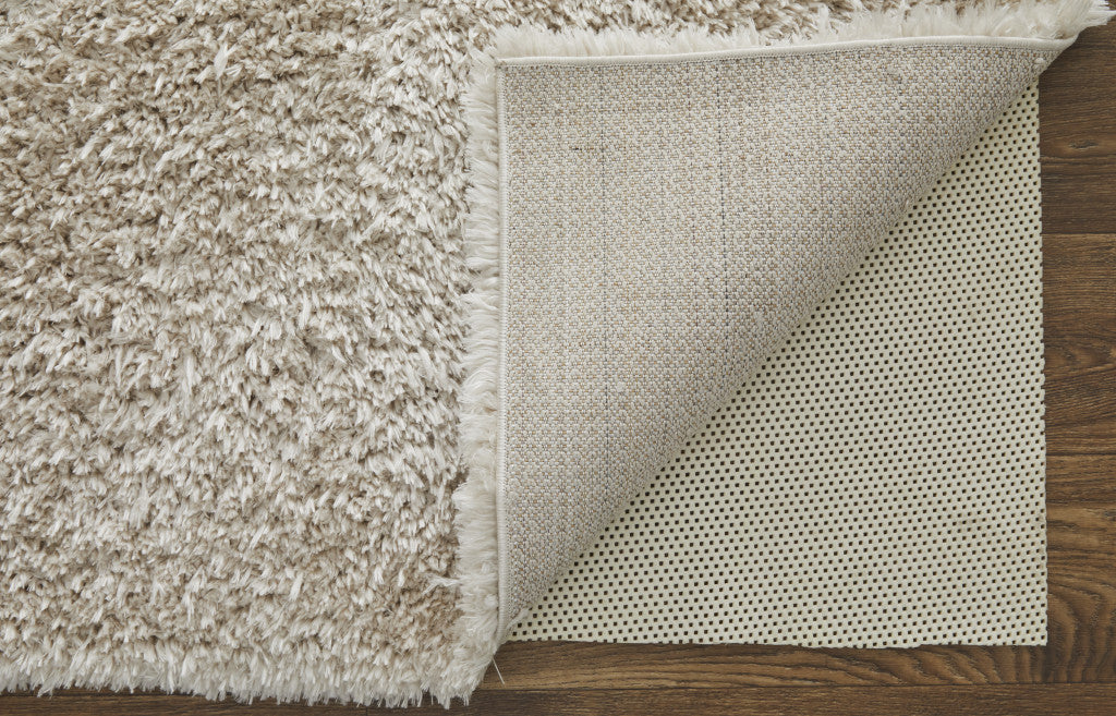 5' X 8' Ivory Shag Power Loom Stain Resistant Area Rug