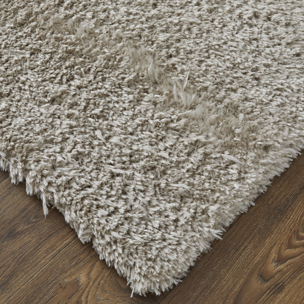 5' X 8' Ivory Shag Power Loom Stain Resistant Area Rug