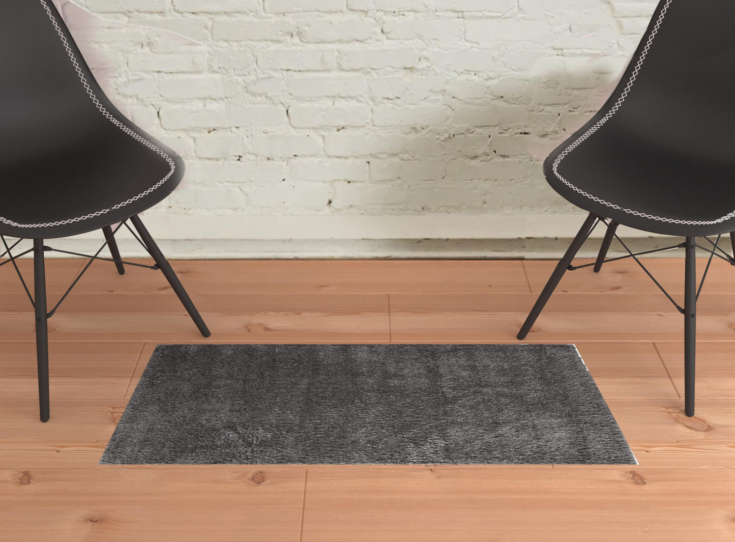 8' X 10' Black Shag Power Loom Area Rug