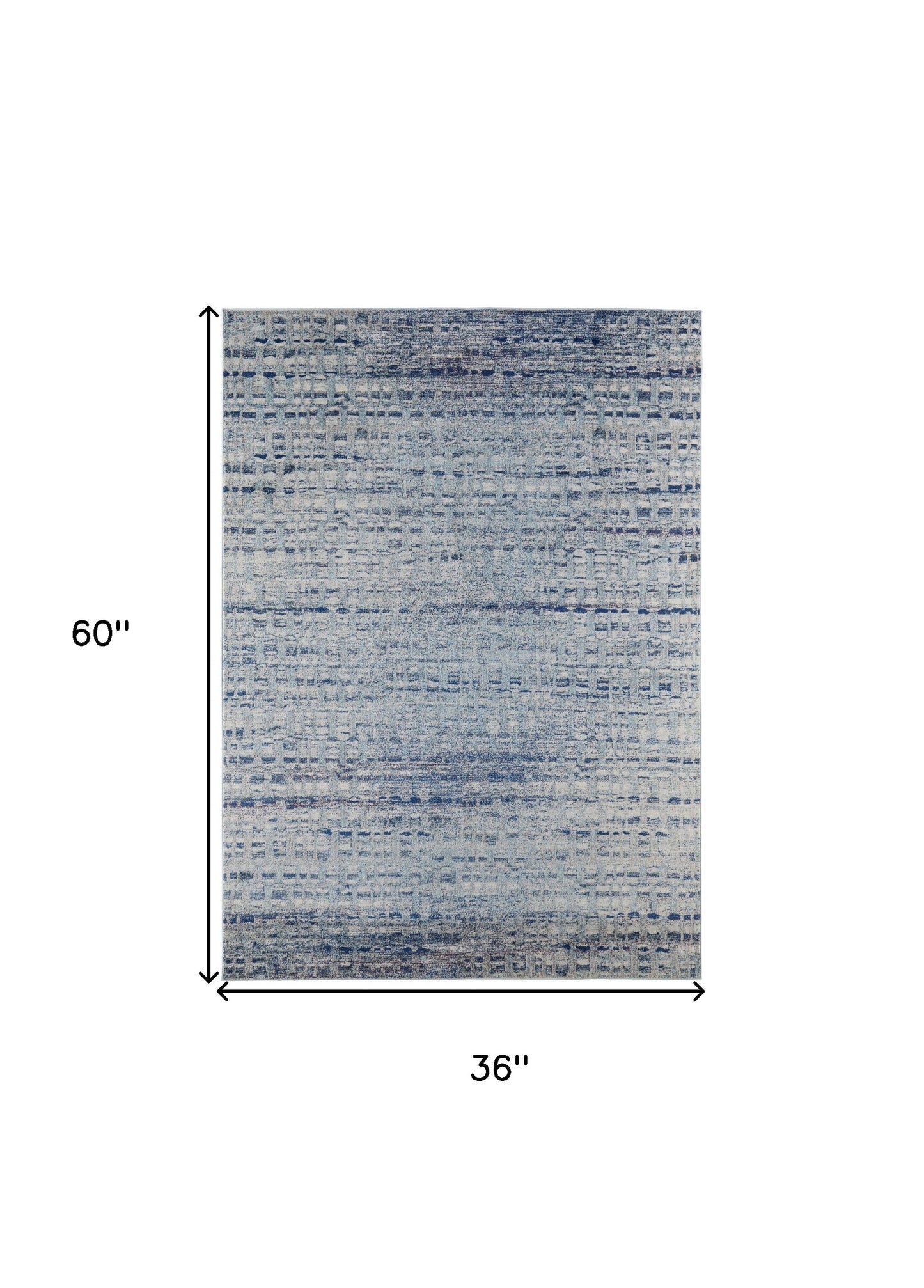 3' X 5' Blue And Ivory Abstract Power Loom Stain Resistant Area Rug