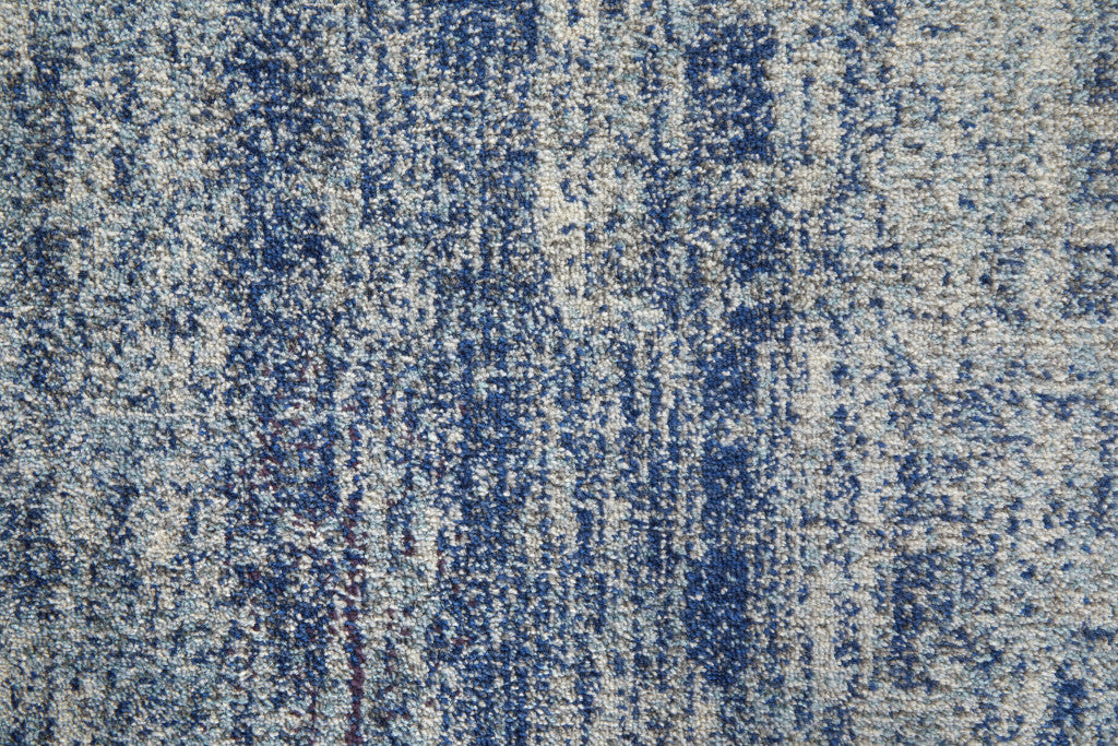 3' X 5' Blue And Ivory Abstract Power Loom Stain Resistant Area Rug