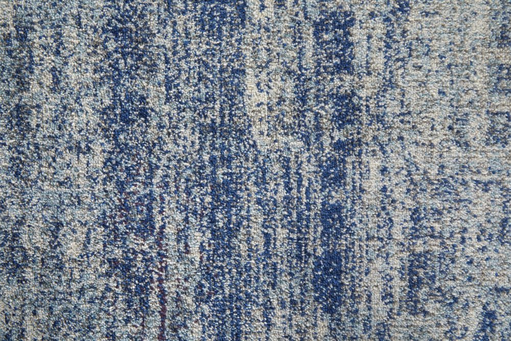 10' X 14' Blue And Ivory Abstract Power Loom Stain Resistant Area Rug