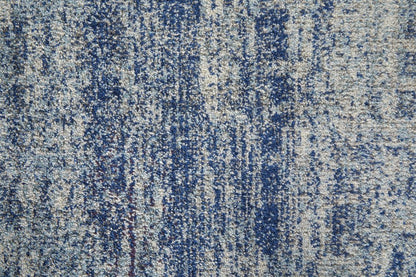 10' X 14' Blue And Ivory Abstract Power Loom Stain Resistant Area Rug