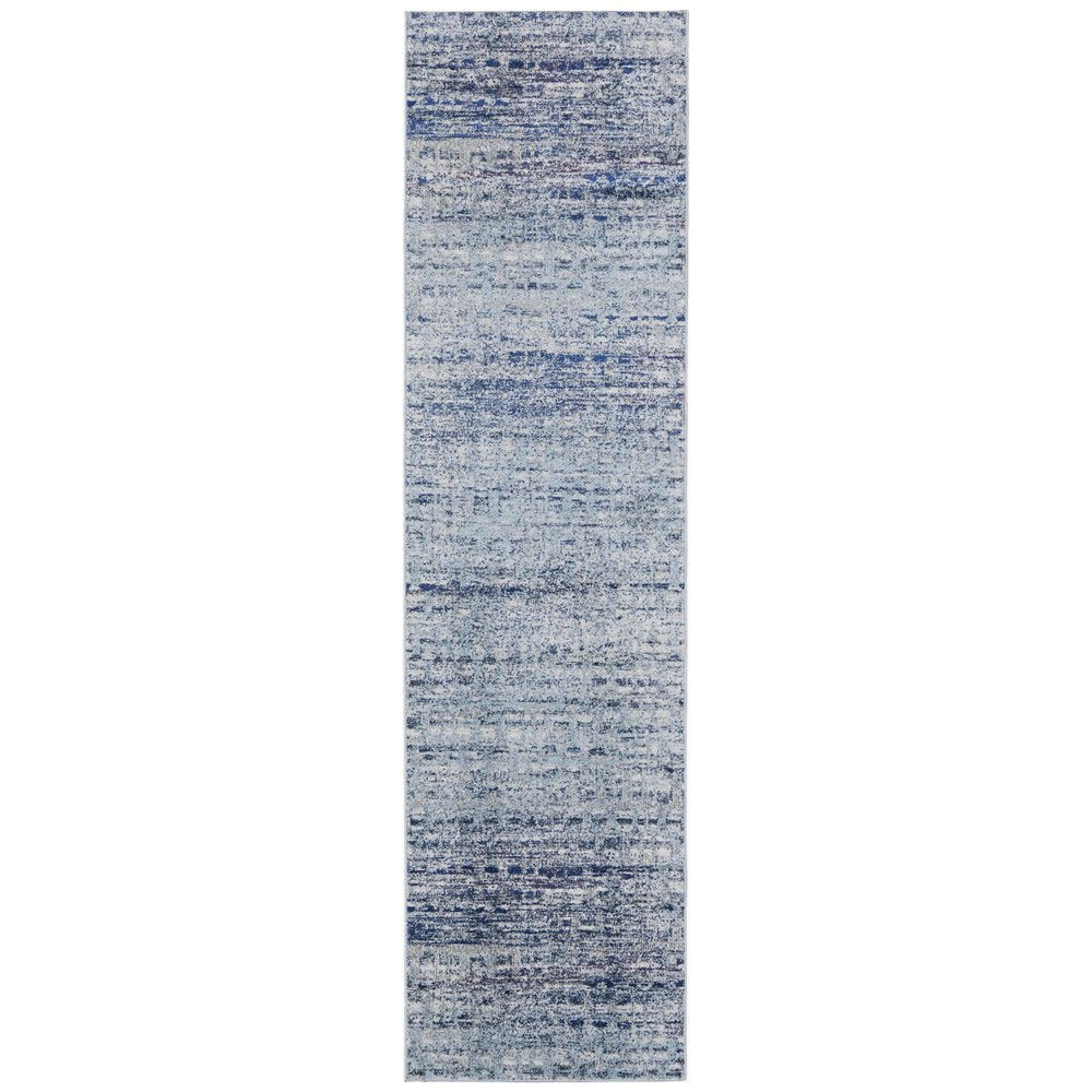 10' X 14' Blue And Ivory Abstract Power Loom Stain Resistant Area Rug
