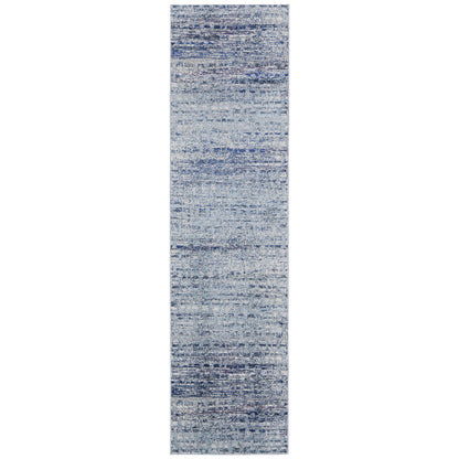 10' X 14' Blue And Ivory Abstract Power Loom Stain Resistant Area Rug