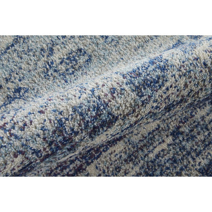 10' X 14' Blue And Ivory Abstract Power Loom Stain Resistant Area Rug