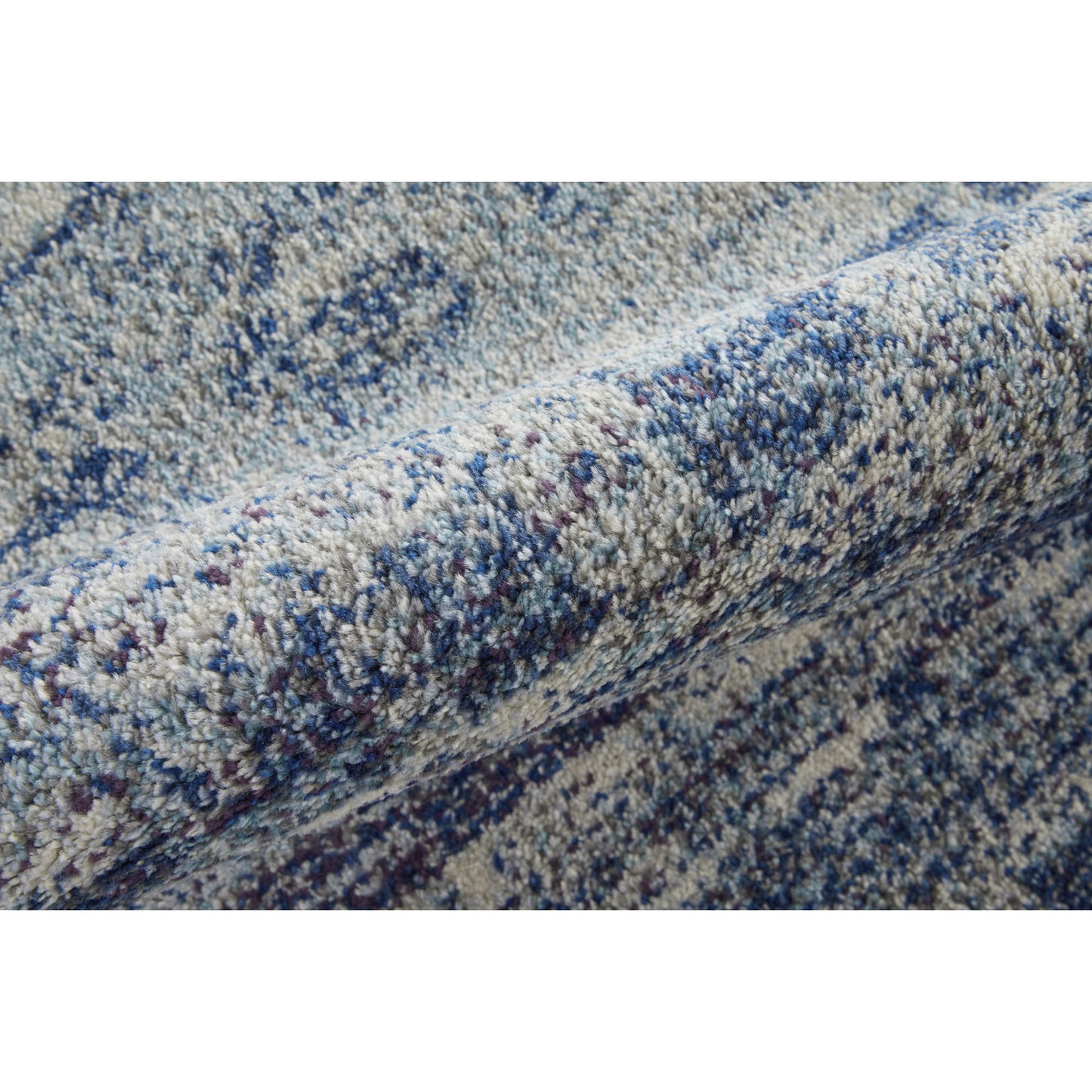 10' X 14' Blue And Ivory Abstract Power Loom Stain Resistant Area Rug