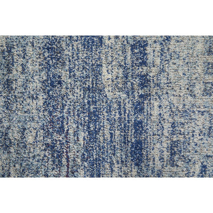 10' X 14' Blue And Ivory Abstract Power Loom Stain Resistant Area Rug