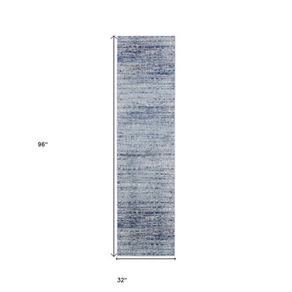 10' X 14' Blue And Ivory Abstract Power Loom Stain Resistant Area Rug