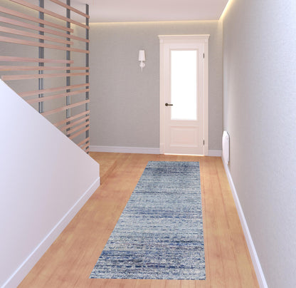 10' X 14' Blue And Ivory Abstract Power Loom Stain Resistant Area Rug