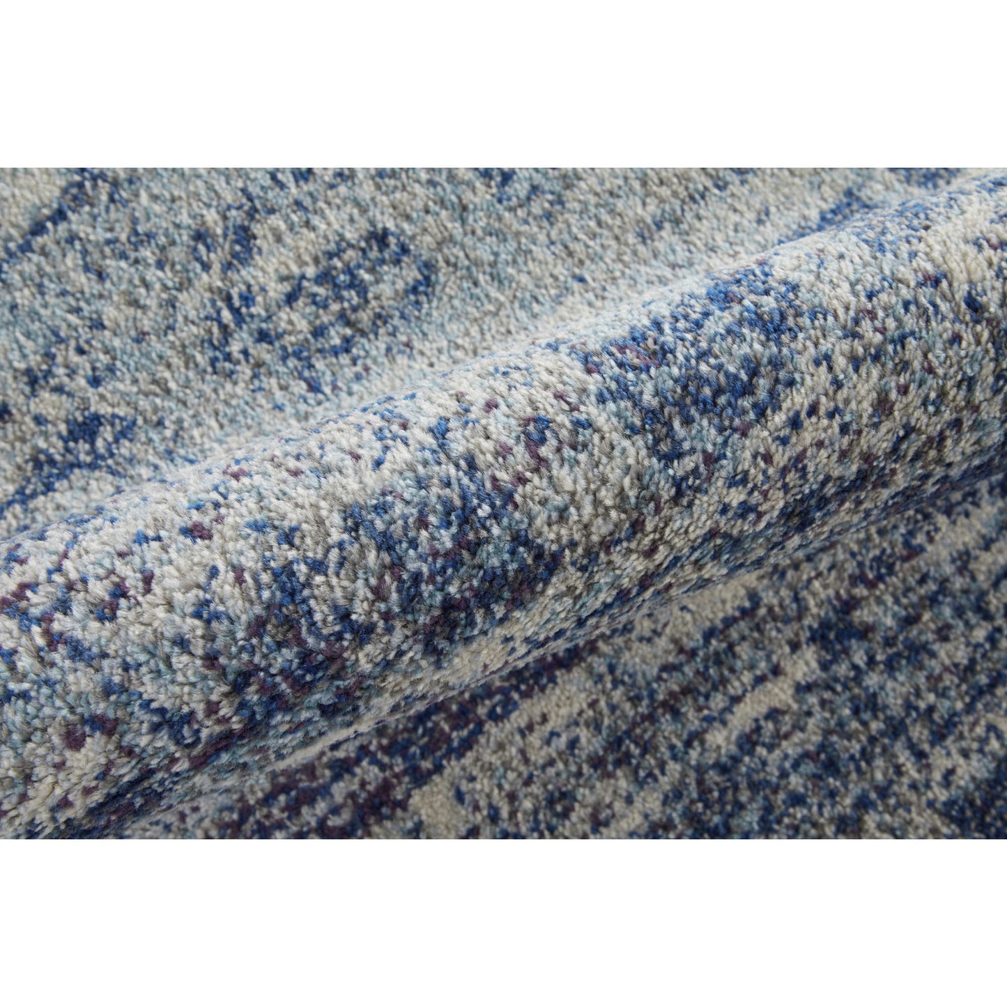 3' X 5' Blue And Ivory Abstract Power Loom Stain Resistant Area Rug