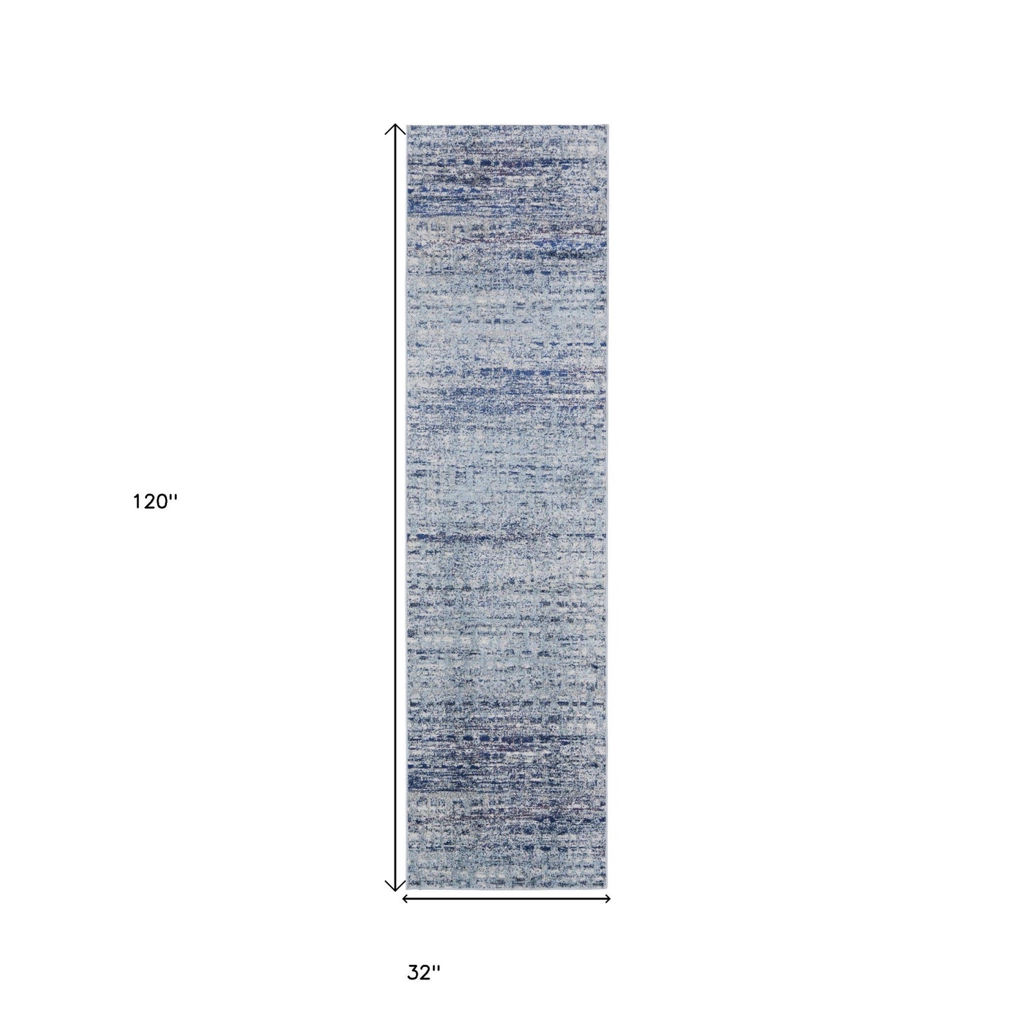 3' X 5' Blue And Ivory Abstract Power Loom Stain Resistant Area Rug