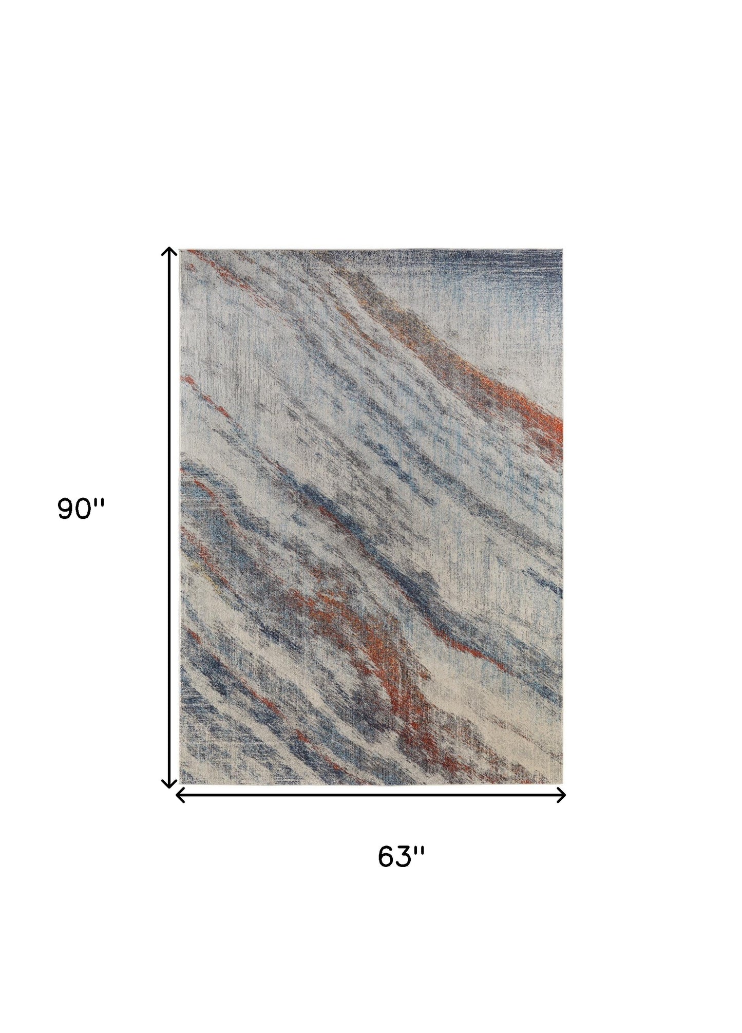 8' X 10' Ivory Orange And Blue Abstract Power Loom Stain Resistant Area Rug