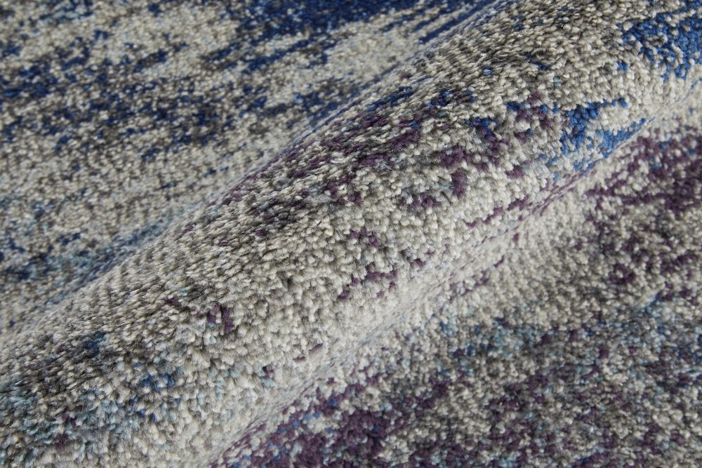 10' X 14' Blue Gray And Orange Abstract Power Loom Stain Resistant Area Rug