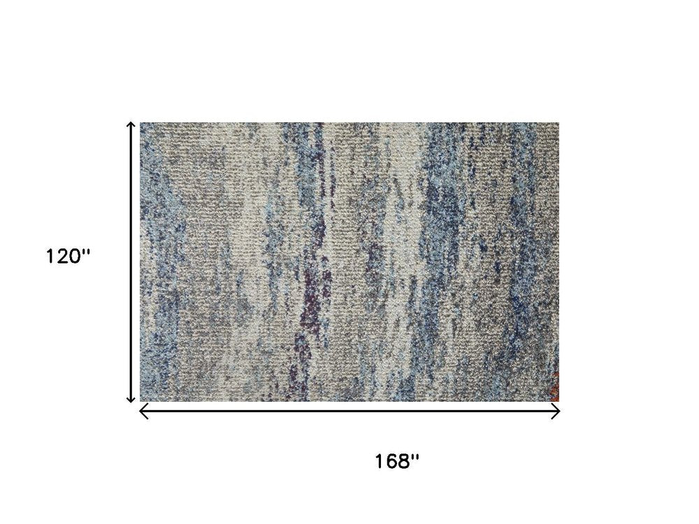 7' X 10' Blue and Gray Abstract Power Loom Non Skid Area Rug