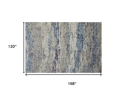 7' X 10' Blue and Gray Abstract Power Loom Non Skid Area Rug